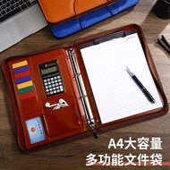 A4 Leather Folder Zipper Bag Business Manager Folder Sales Studio Quantity Room Book Calculator Sale