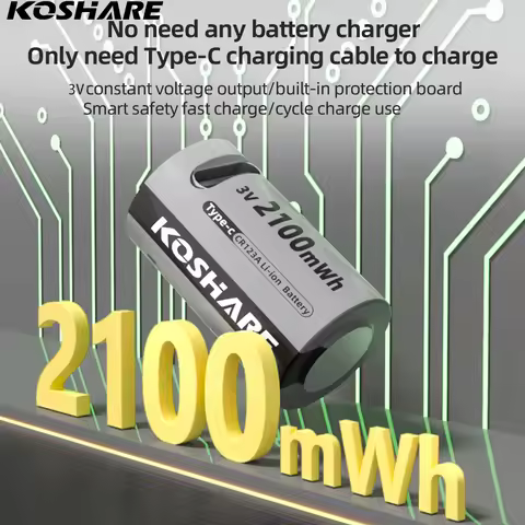 KOSHARE CR123A 3V 2100mWh Li-ion Rechargeable Batteries CR123A 2100mWh Lithium Battery For Clocks Mi