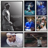 Roger-Federer Tennis Legend Portrait Signature Sports Poster Canvas Painting HD Printed Wall Art Pho