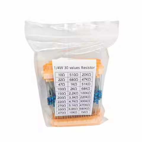 300-600pcs/set 30 Kinds 1/4W Resistance 1% Metal Film Resistor Pack Assorted Kit 1K 10K 100K 220ohm 