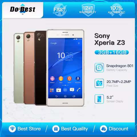 Original Sony Xperia Z3 D6603 5.2 Inches Quad-core 16GB ROM 3GB RAM 20.7MP Camera Android OS Smartph