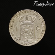 Uang Kuno Koin Perak Belanda 1 Gulden Willem III Tahun 1863 -198
