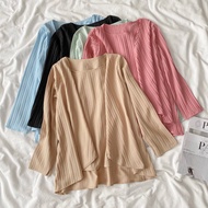 (FB) Jesnita Top : Stripe Textured Cardigan-like Blouse in 5 Colours