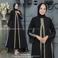 Baju Gamis Wanita Abaya Turkey Turki Hitam 1601 Dress Dres Jubah Hitam Ori Megastore