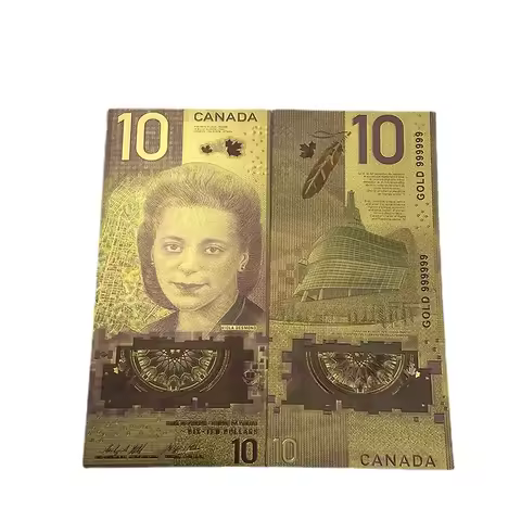 10pcs/lot Nice Canada Banknote 1 10 100 Canadian Dollar Banknote in 24k Gold Plated For Collection