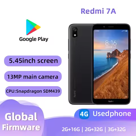 Redmi 7A 4G Android 5.45 inch RAM 2GB ROM 16GB 13MP 1400*720PX 4000mAh Used phone