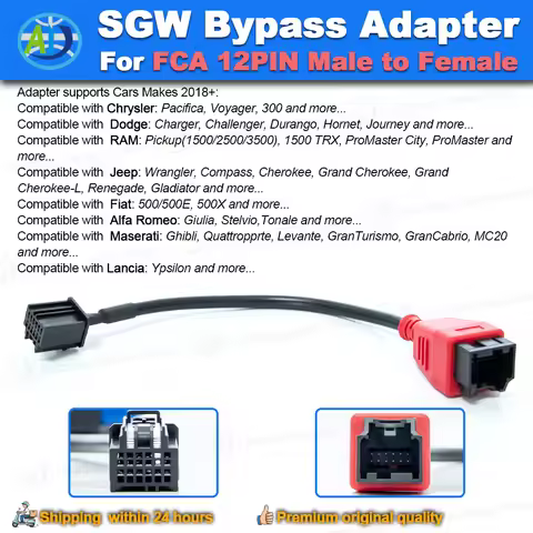 12Pin SGW/SGM Bypass Adapter for Chrysler/Dodge/RAM/Jeep/Fiat/Alfa-Romeo/Maserati/Lancia Security Ga