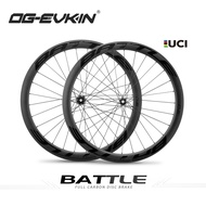 OG-EVKIN Carbon Bicycle Wheels Disc Brake Clincher Straight Pull Wheelset for Road Bike 700c (Depth 45mm/Outer Width 25mm)