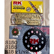 RK Sprocket Set with Chain (428) SNIPER 150 / SNIPER 155 / FZ16 / TFX / R15 v1 / v2 BLACK EDITION