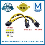 Kabel cabang PCIE 8 pin to dual 6+2 pin splitter vga mining gpu 18AWG