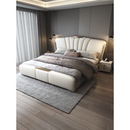 Leather Bed Genuine Leather Bed Modern Simple 2m 2.2m Main Bed Large Bed 1.8m Minimalist Double Bed 
