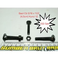 100 SET Cb Bolts 5/16 4.5cm key 12 fence/s umbrella/s truck bed/s car bumper/s carried/s Bolt