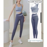 woman sports sets shockproof gathered fitness bra Yoga suit tights leggings hip lifting pants