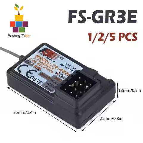 FlySky FS-GR3E 2.4Ghz 3-Channel Waterproof Receiver for RC Cars/Boats - Compatible with FS-GT2/GT3B 