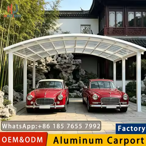 2 Car Aluminum Carport 6x3 12x3 Outdoor Metal Car Port Shed Garage Waterproof Polycarbonate for Vill