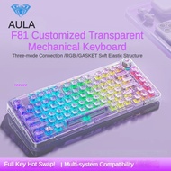 2024 New Arrival！AULA F81 2.4G Wireless Bluetooth Three-mode Transparent RGB Mechanical Keyboard Cus
