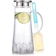 SUSTEAS 3 Liter 101 oz Glass Pitcher with Lid and Nozzle, Cold/Hot Water Glass Water Bottle, Ice Tea