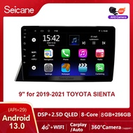 Seicane 9 นิ้ว for 2019 2000 2021 TOYOTA SIENTA 2.5D QLED หน้าจอสัมผัส Android 13.0 โฮสต์เครื่องเล่น