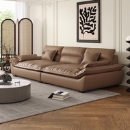 Italian Minimalist Napa Genuine Leather Sailboat Sofa Extra Wide Deep Seat2025New retro-style living