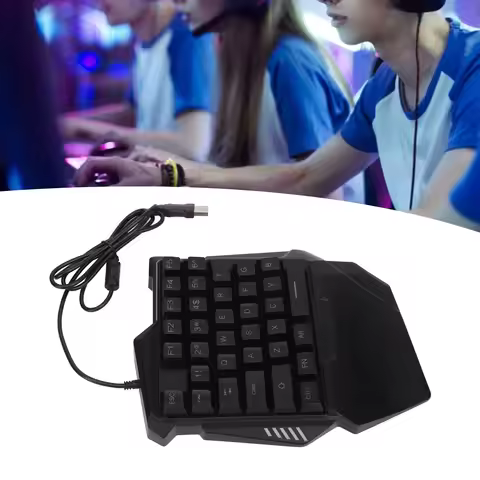 Gaming Keyboard One Handed Gaming Keyboard 35 Keys Colorful Backlight Professional USB Interface Erg