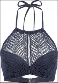 6ixty8ight藍色掛頸復古鈎花泳衣bikini