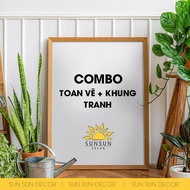 COMBO painting canvas + picture frame size 40x50, 40x60, 50x50, 50x60, 50x70, 30x60...