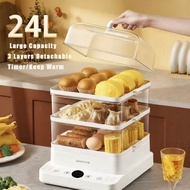 Electric Food Steamer 24L Large Capacity 3 Layers For Hot Pot Multifunction Electric Cooker