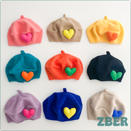 [ZBER] Koreaanse Stijl Gebreide Baret สำหรับทารก Meisjes Haar Accessoires Grote Hart Patroon หมวกถัก