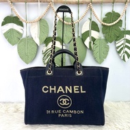 CHANEL 埃及限量款✨Deauville 深藍金絲沙灘Tote Bag
