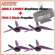 2806.5 1300KV Brushless Motor 7040 3-Blade Propeller For APEX Mark4 Mark5 XL5 6/7/10inch FPV Racing 