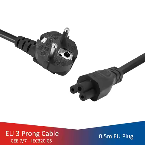 European Power Cable Laptop 3 Pin IEC C5 Power Adapter Cord Charger Plug Extension Cord For HP Asus 