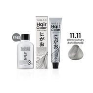 NIGAO Hair Color 11.11 Ultra Glossy Ash Blonde 100 mL สีเทาหม่นสว่าง สีย้อมผม สีเทา