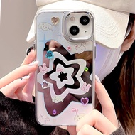 3D DIY Color Diamond Sticker Star Mirror Phone Case for Iphone 11 15 14 Pro Max 12 13 Promax 15/14 Plus XR XS Max 7Plus 8Plus 7G/8G SE Plating Lens Protection Soft Phone Back Cover