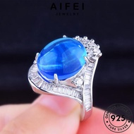 AIFEI JEWELRY Perak For Silver Korean Accessories Adjustable Temperament Original Round 925 Perempuan Women Ring Sterling Cincin 純銀戒指 Sapphire R2319