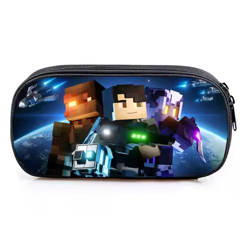 New model Minecraft pencil case, kawaii stationery storage bag, large capacity student pencil case, 