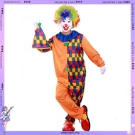 Adult Circus clown Costume Halloween Fancy Clown Men Colorful Carnival Clown Costume