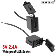 KEBETEME Car Charger Mini USB Charger Plug 2.4A 12-24V Waterproof Power Adapter For All Mobile Phones