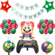 Fastshipmnet 27 Pcs/set Super Mario Brothers and Gamepad Foil Balloon Banner Kids Happy Birthday Party Supply Home Decor Venue Decoration Party Needs Baby Shower Kids Toys