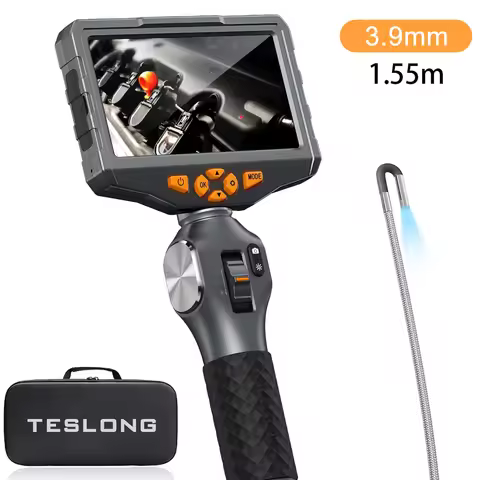 TESLONG TD500 3.9MM Lens Articulating Borescope 1080P 5 Inch IPS Screen Two Way 360° Steering Endosc