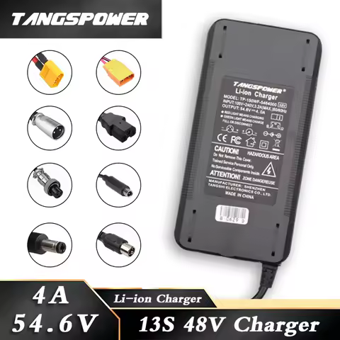 TANGSPOWER 54.6V 4A Smart Charger For Kugoo C1/G2/M4 13S Li-ion Battery Pack-Fast Charge with Coolin