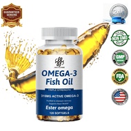 Omega 3 Fish Oil 1000mg｜High DHA & EPA｜Support Heart & Brain Health｜Improve Memory Focus
