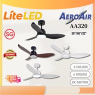 AEROAIR AA320 Ceiling Fan with ABS Blades, 6-Speed DC Motor, Reversible & 24W 3-Tone Feature