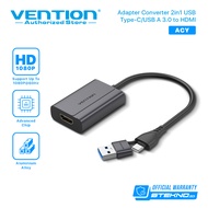 Vention 2in1 USB Type C USB A 3.0 to HDMI Adapter Converter Gray Series