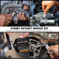 wsustore--5-Piece Flex- Stubby Ratcheting Combination Wrench Set Mini Wrench Set Double Box End Flex