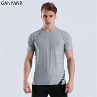GANYANR Dry Fit Men Running T Shirts Gym Sportswear Fitness Crossfit Rashguard Workout Bodybuilding Clothes Training Tracksuit