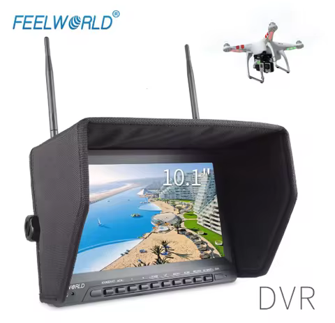 .Feelworld PVR1032 10.1 Inch IPS HD FPV Monitor with DVR Built-in Battery Dual 5.8G 40CH Diversity R