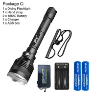 Asafee 4000LM FL027D XHP70.2 LED white light ultra bright diving flashlight scuba focusing uses 1865