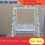 YQ60 Outdoor Iron Swing Chair Balcony Glider Courtyard Park Rocking Chair Hanging Basket Rattan Chair Double Swing Chair