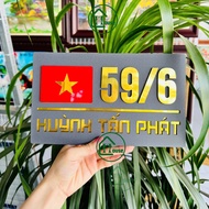 House number plate. 3mm submerged floating house number plate, outdoor