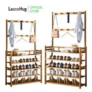 LACCOHUG 2in1 Bamboo Shoe Rack Hanging 4/5 Layers 50/70/90 CM Rak Kasut